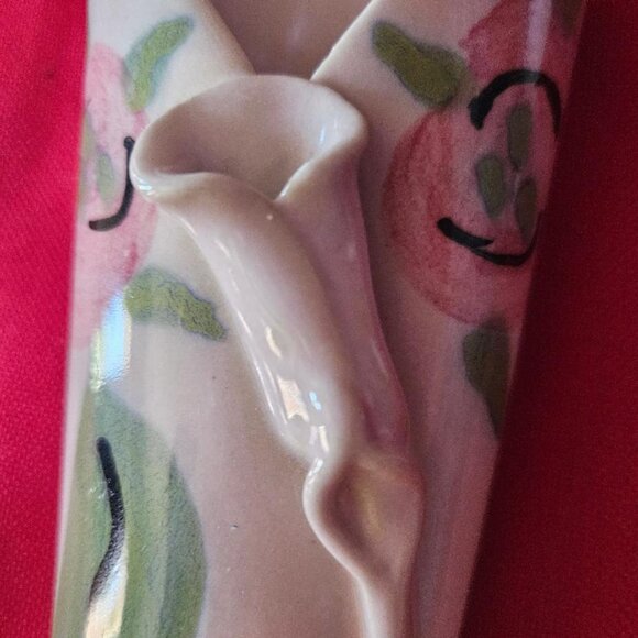 Unique rare Hilborn floral ceramic wall pocket vase Canadian Studio Art pottery - Picture 3 of 5